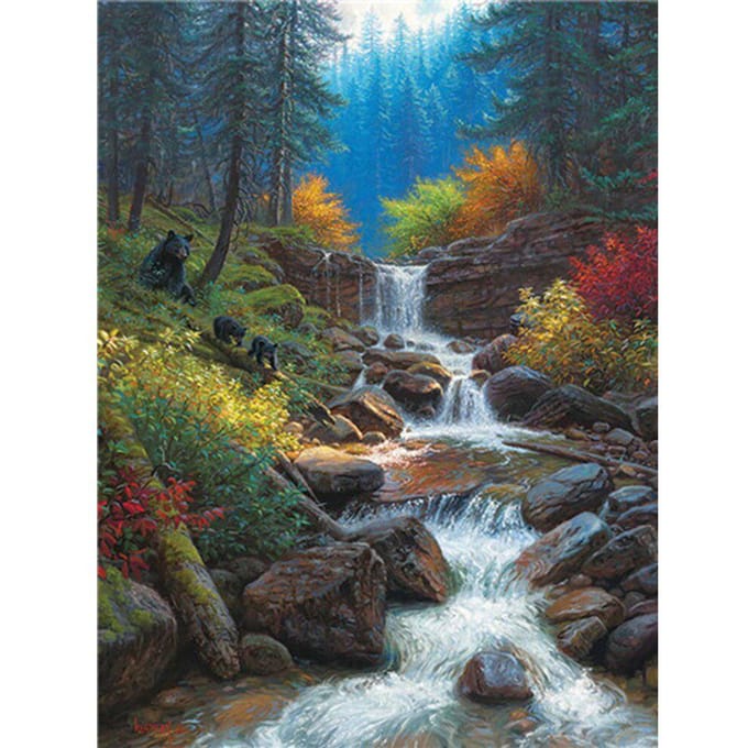 Diamant broderie cascade paysage diamant peinture photos de strass arbre point de croix 20X30CM gray