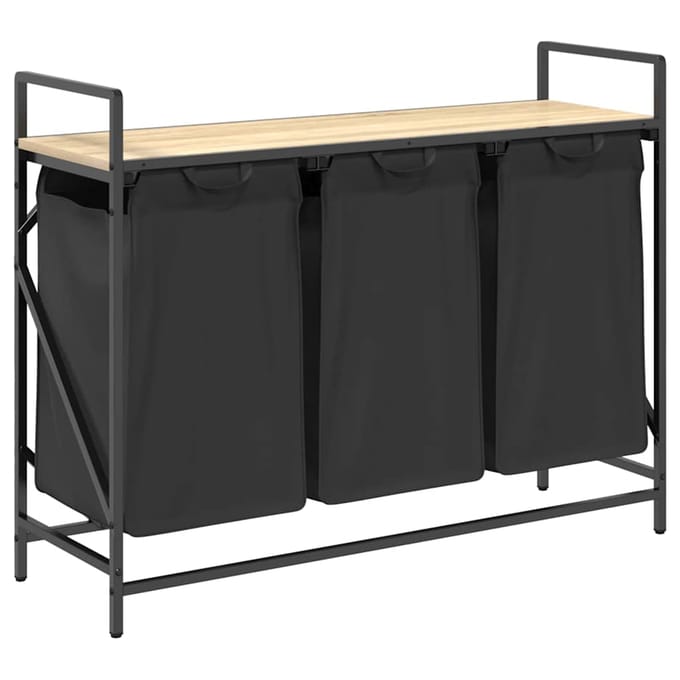 vidaXL - Wasmand - 3 - vakken - met - plank - sonoma - eikenkleurig