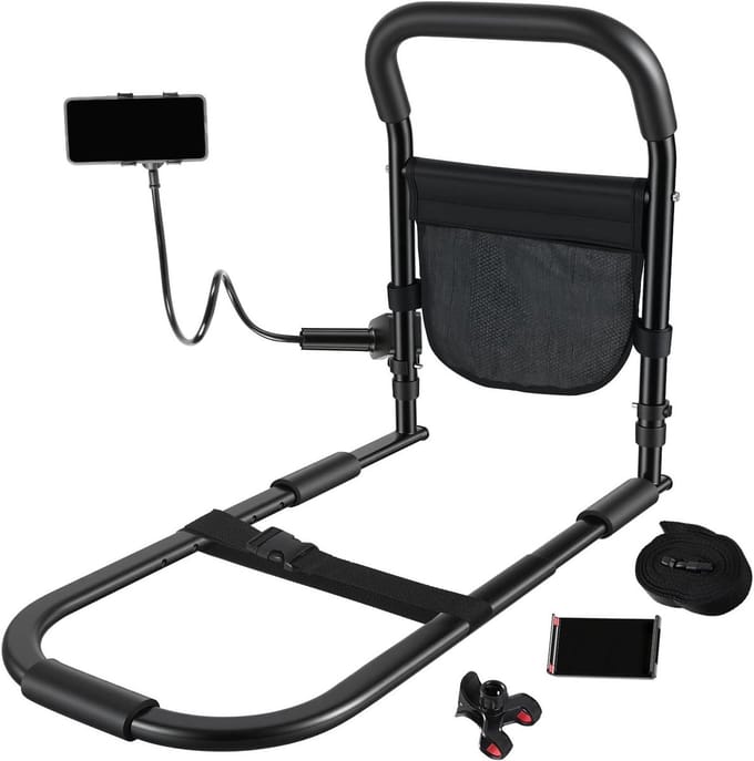 Opstahulp Bed - Bedgreep Senioren - Veilig Opstaan - Verstelbare Hoogte - 75 cm Basis - Zwart