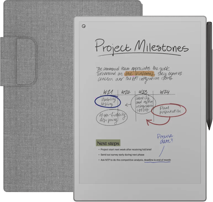reMarkable Paper Pro + BlueBuilt Book Case Grijs