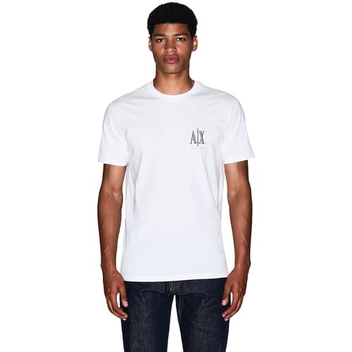 Printed Round Neck Short Sleeve T-shirt - White Shirts