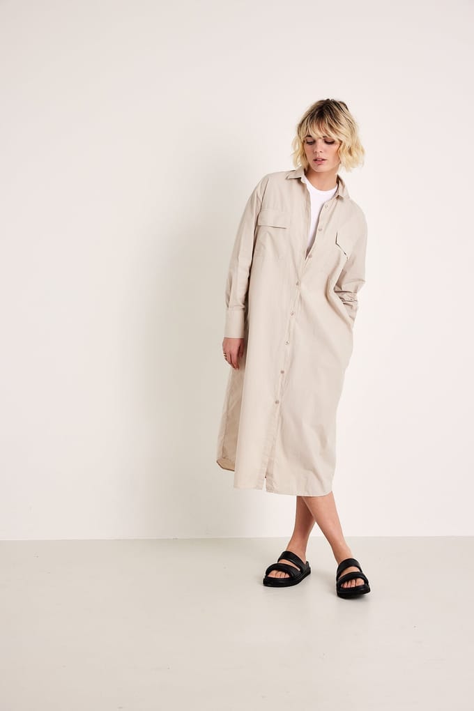 Knitted Malu Dress Sand Maat: S | Blousejurken Outlet | Dames | Beige
