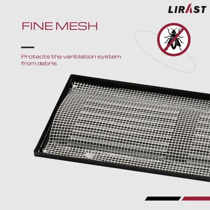 Ventilatierooster 500x100 mm Metaal Zwart met Insectenbescherming