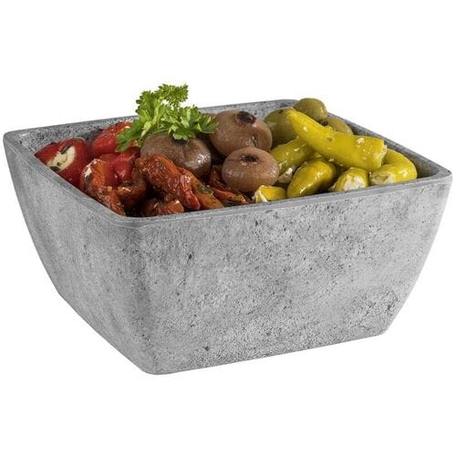 GGM Gastro (6 Stück) Schale - ELEMENT - Melamin - 1,5 Liter - eckig - Grau