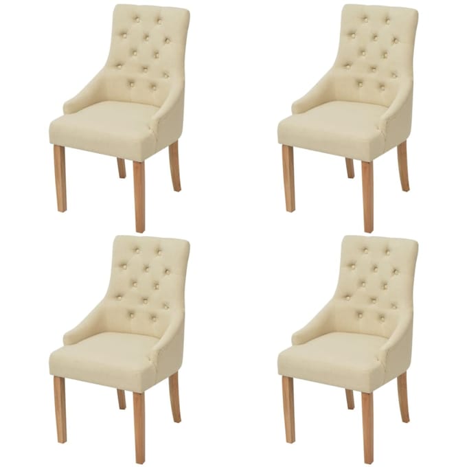 vidaXL - Eetkamerstoelen - 4 - st - stof - crèmekleurig