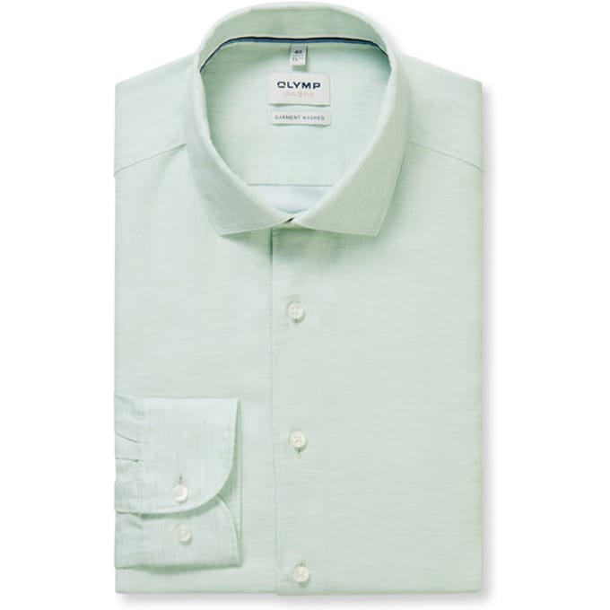 OLYMP Level Five garment washed Overhemd, Body Fit, Kent, Lichtgroen