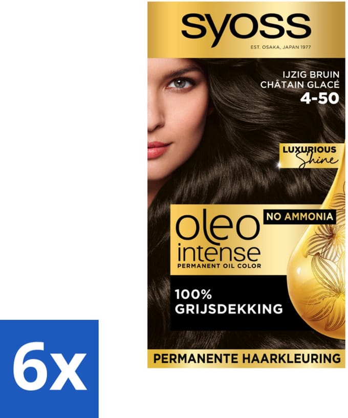 Syoss Oleo Intense - Haarverf - 4-50 - Ijzig Bruin - 115ml x 6