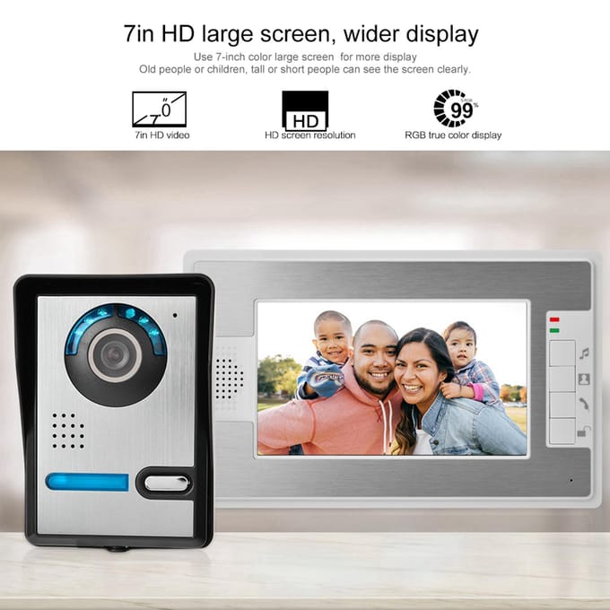 7 inch Bekabeld Kleurenscherm Infrarood Nachtzicht Waterdicht Visueel Intercom Deurbel Kit