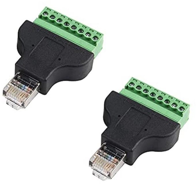 8-pins Ethernet adapter stekker voor LAN-netwerken - RJ45 naar terminalblok