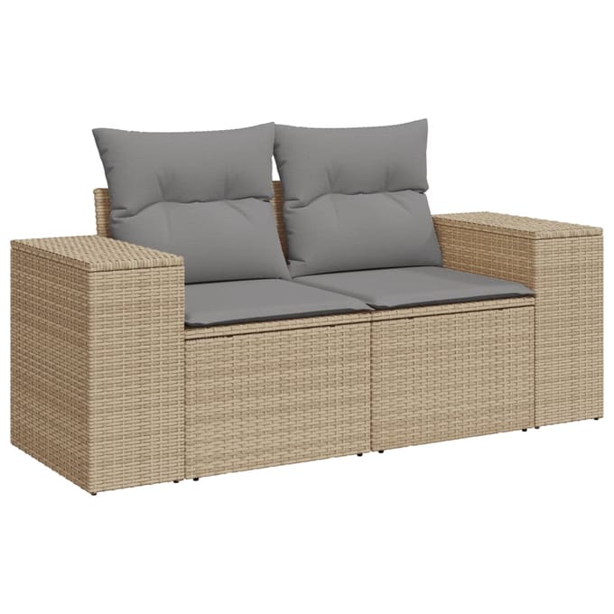 vidaXL - 11-delige - Tuinset - met - kussens - poly - rattan - beige