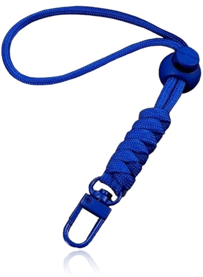Telefoonkoord/Sleutelhanger met Karabijnsluiting en Koordstopper - Blauw