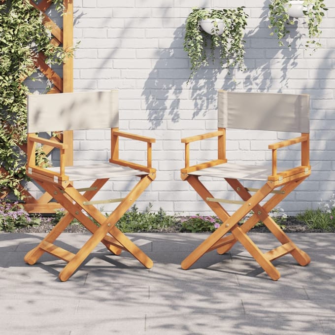 vidaXL - Regisseursstoelen - 2 - st - inklapbaar - stof - crèmewit