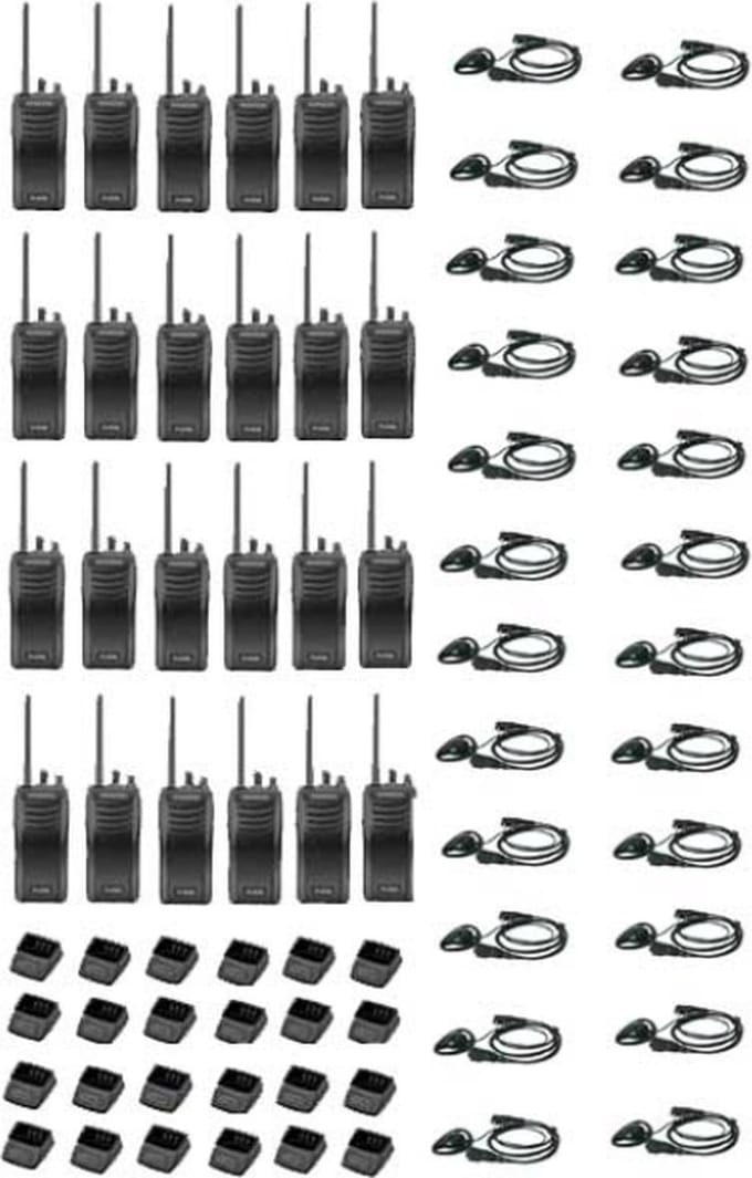 Set van 24 stuks Kenwood TK-3501 PMR446 met D-shape oortje en tafelladers