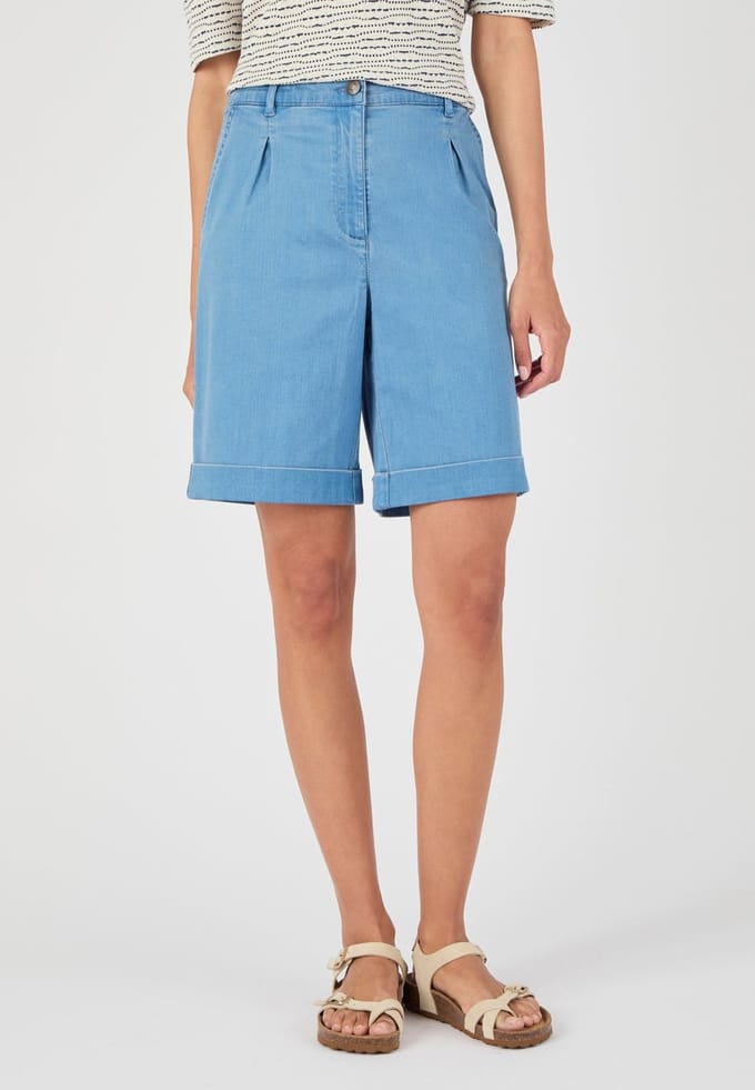 Damart - Lichtgewicht denim shorts - Dames - Blauw - 48