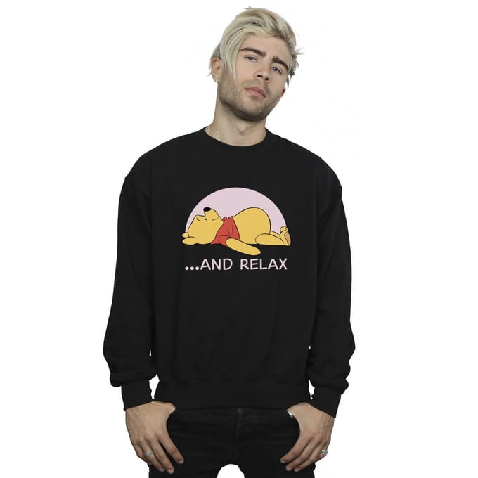 Disney Heren Winnie The Pooh Relax Sweatshirt (Zwart)