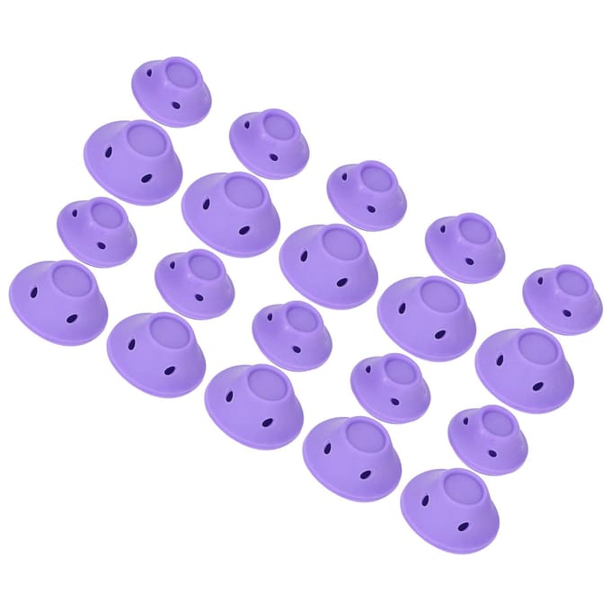 20 Stuks Haarrollers Siliconen Haarstyling Golfvormer Paddestoelvormige Haarkrullers Set Thuis voor Vrouwen purple