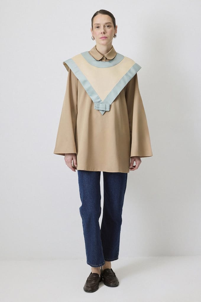Touché Privé - Satijnen tuniek met kraagdetail - Beige - Dames