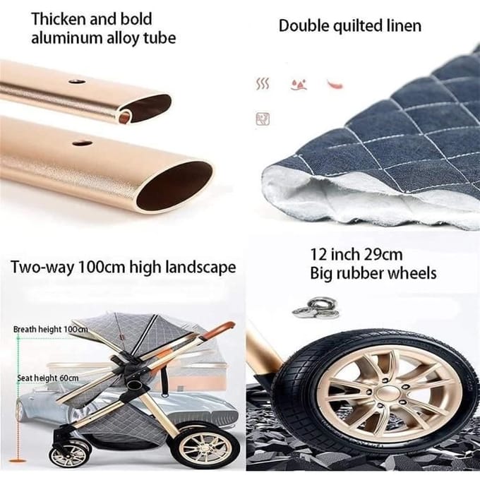 Opvouwbare Kinderwagen - Multifunctioneel - Kaki - 3-in-1 - Ergonomisch - Duurzaam Aluminium kaki