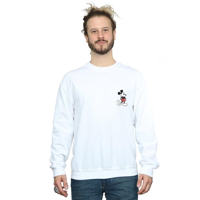 Disney Heren Mickey Mouse Kickin Retro Borst Sweatshirt (Wit)