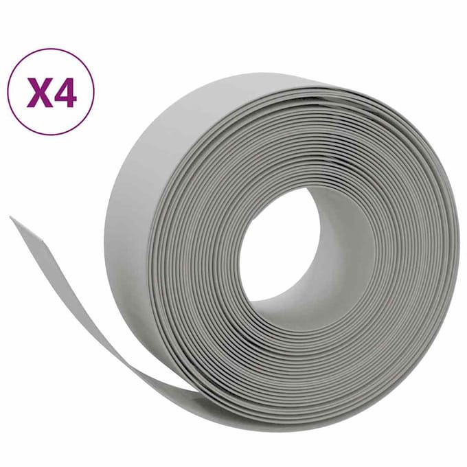 vidaXL - Tuinranden - 4 - st - 10 - m - 20 - cm - polyetheen - grijs