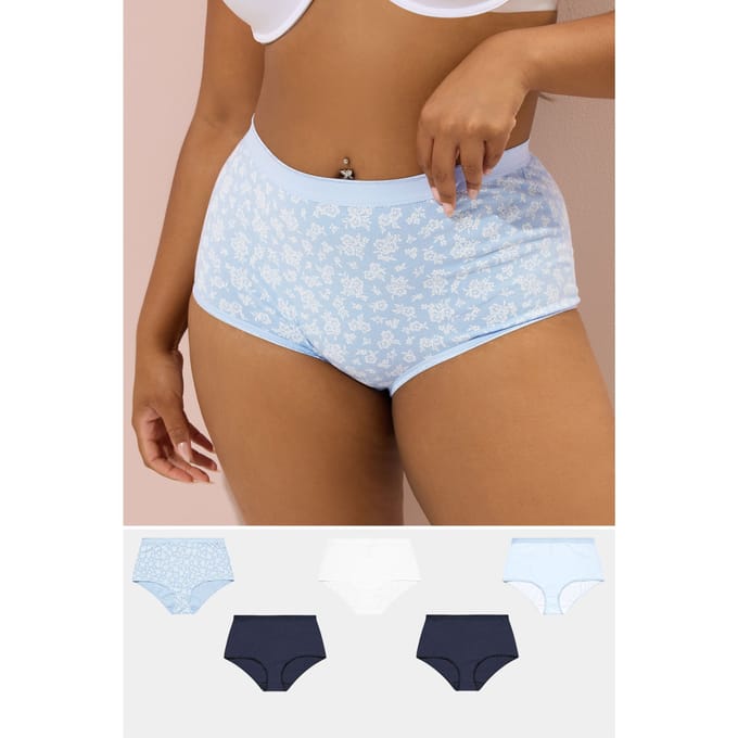 Yours 5Pack Blauwe Bloemenprint Volledige Slips Size 54-56
