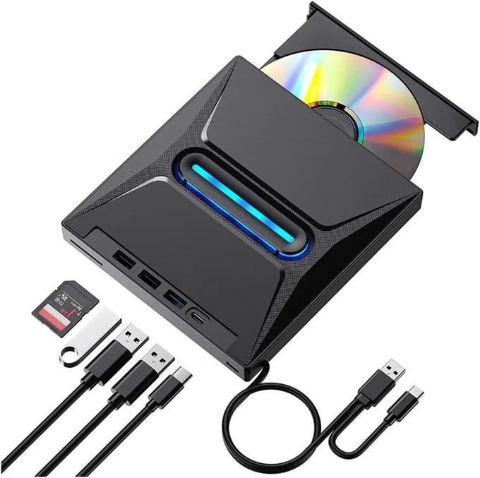 Externe Brander - Optisch Station - Media Archiveren - Snelle USB C - Compact Formaat - Zwart