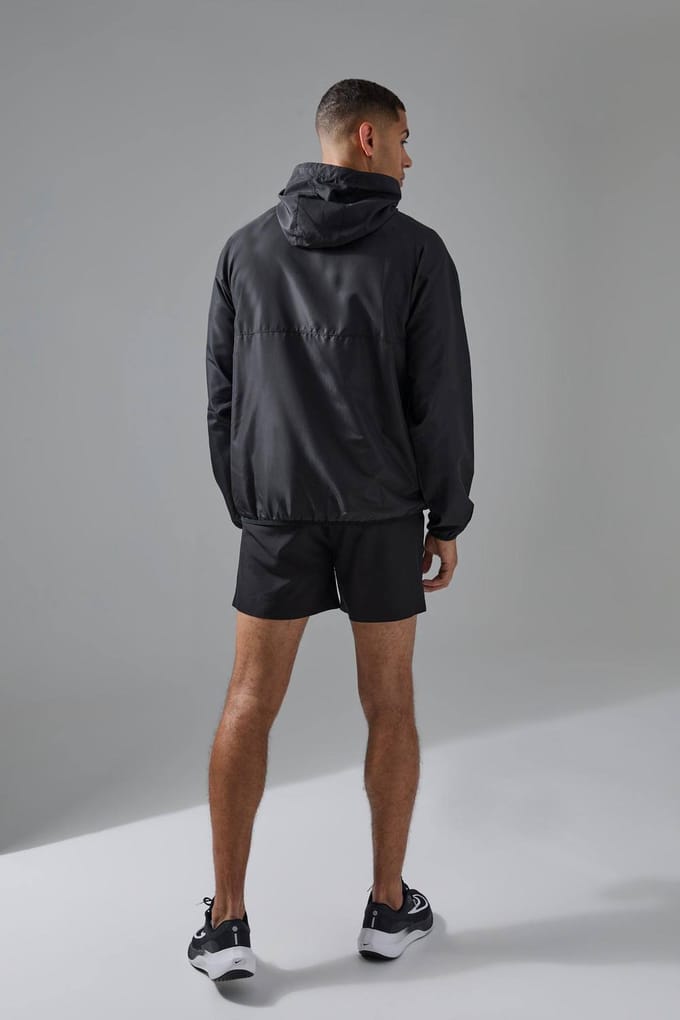 Man Active Ripstop Shower Resist Windbreaker Jacket | Black | Size Medium