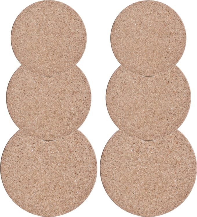 Set van 6x pannenonderzetters kurk rond 20/23/26 cm - Van alle formaten 2x stuks