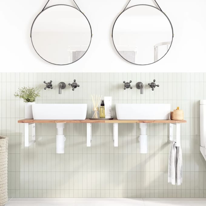 vidaXL - Badkamer - wandschap - staal - en - massief - acaciahout