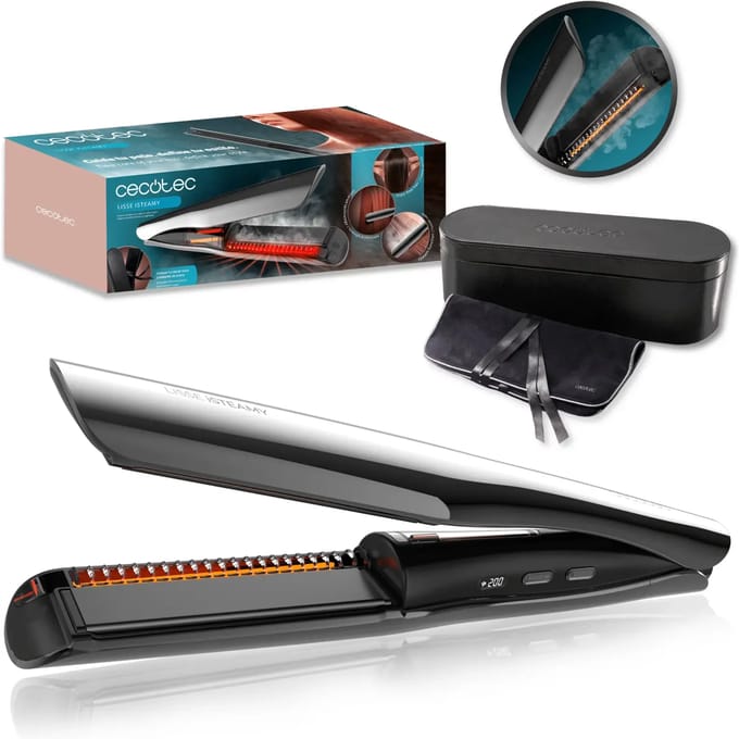 Cecotec Stoom stijltang Lisse iSteamy, 43 W, infrarood, digitaal display, wit