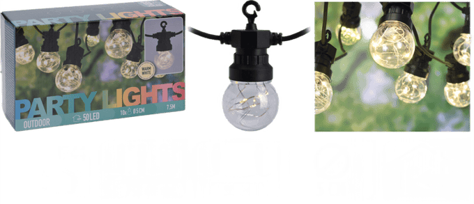 Lichtsnoer Binnen en Buiten Verlichting - Feestverlichting 50 led - Warm Wit - 7.5 meter lengte - 10 Lampjes