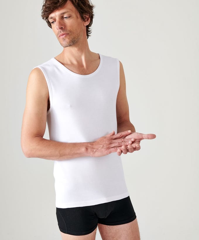 Damart - Gebreide klassieke tanktop Thermolactyl - Heren - Wit - S