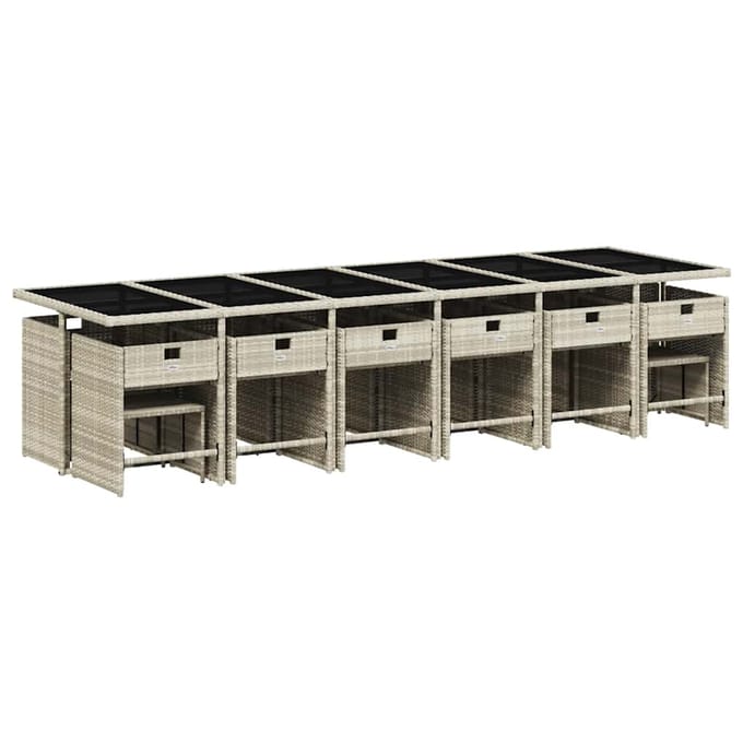 vidaXL - 17-delige - Tuinset - met - kussens - poly - rattan - lichtgrijs