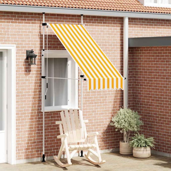 vidaXL - Luifel - handmatig - uittrekbaar - 100 - cm - oranje - en - witte - strepen