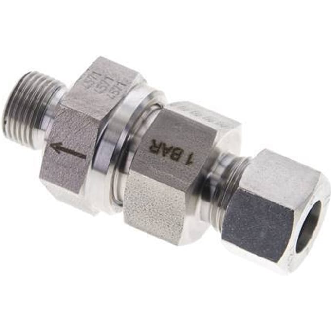 12L (M18x1.5) & G3/8'' Regeling-In RVS Terugslagklep Snijring Buitendraad 1-250 bar ISO 8434-1
