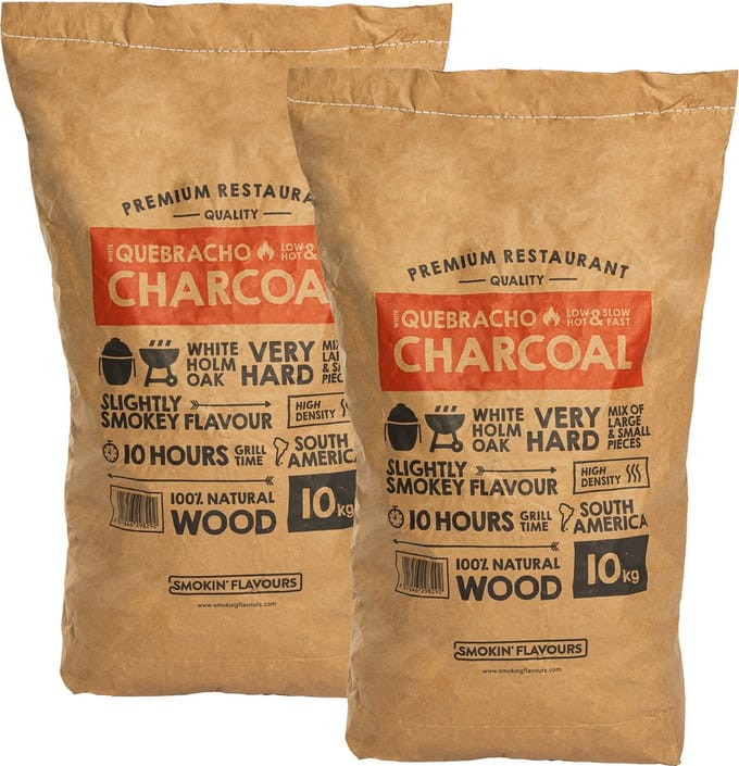 Smokin’ Flavours Quebracho houtskool – 2x10kg – Lange brandduur & lichte rooksmaak
