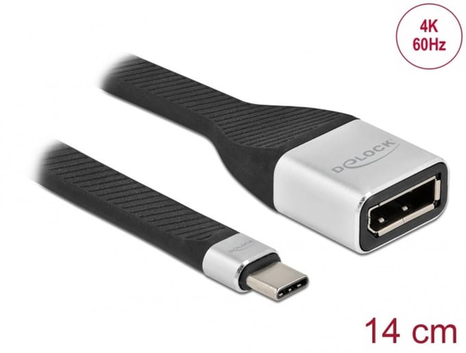 Delock FPC Flat Ribbon Cable USB Type-C™ to DisplayPort (DP Alt Mode) 4K 60 Hz 14 cm