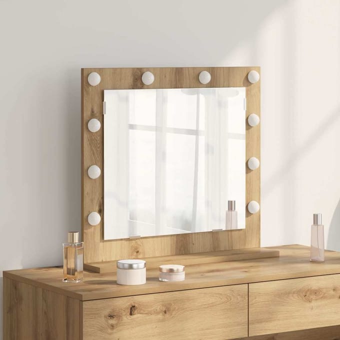 vidaXL - Make-up - Spiegel - Artisan - Eiken - 60 - x - 55 - x - 18 - cm - Rechthoekig