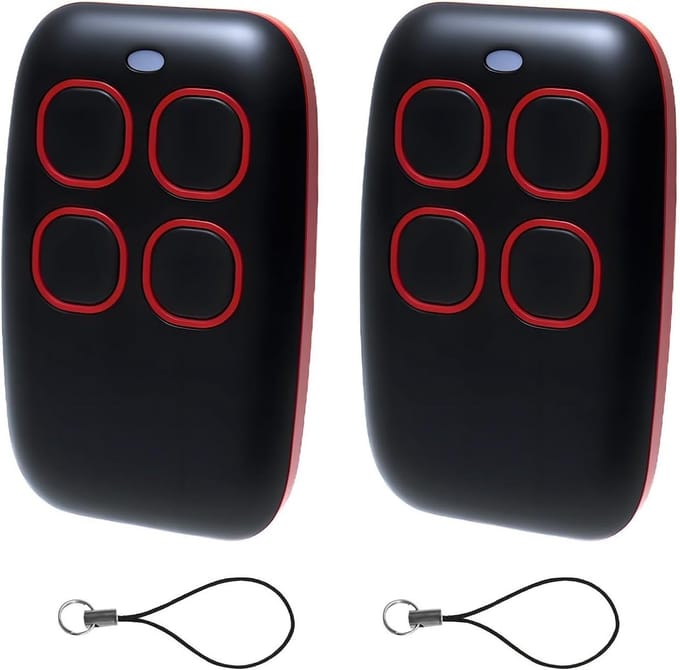 Garage Deuropener Afstandsbediening 433MHz, 4-in-1 Multi Frequentie, Geschikt voor 90+ Merken, Inclusief Rolling Code en Vaste Code, Set van 2 Stuks