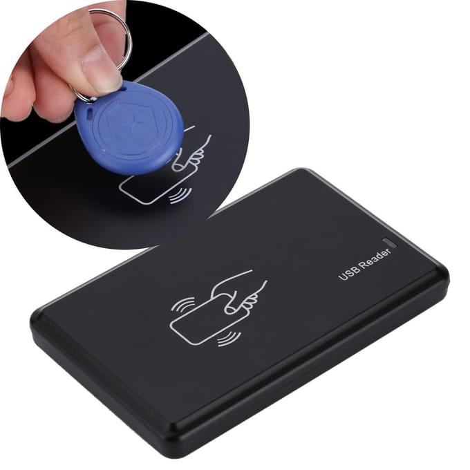 125 kHz USB RFID ID-kaartlezer, -schrijver en -kopieerapparaat met 5 sleutelhangers gray