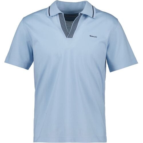Gant Polo Tipping Details No Buttons Collar Fresh Blue / male
