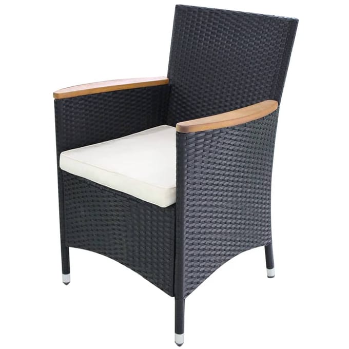 vidaXL - Tuinstoelen - 2 - st - met - kussens - poly - rattan - zwart