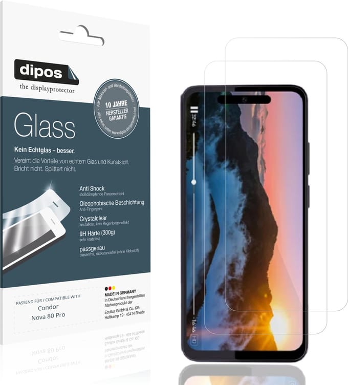 dipos – 2x Pantserfolie geschikt voor Condor Nova 80 Pro | 9H Screenprotector