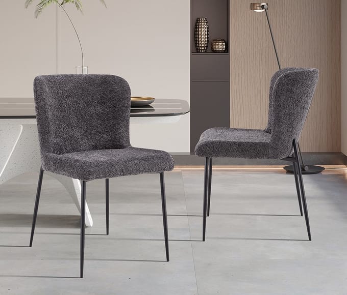 Interiax Eetkamerstoel Flo BouclÃ© Donkergrijs