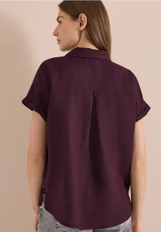 Blouse met hangende schouder in linnen