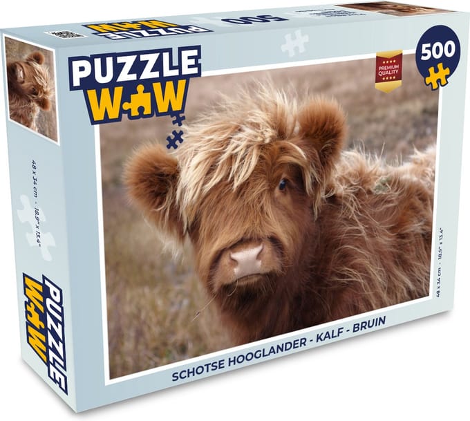 Puzzel Schotse hooglander - Kalf - Bruin - Legpuzzel - Puzzel 500 stukjes