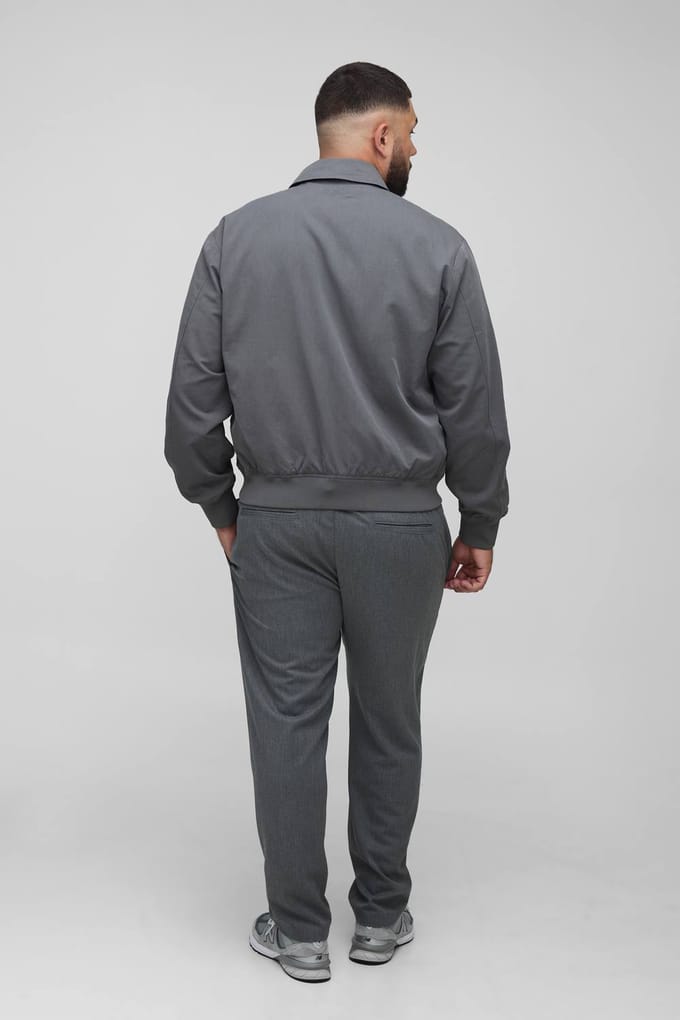 Plus Technical Utility Cargo Pocket Harrington Jacket | Grey | Size 2XL