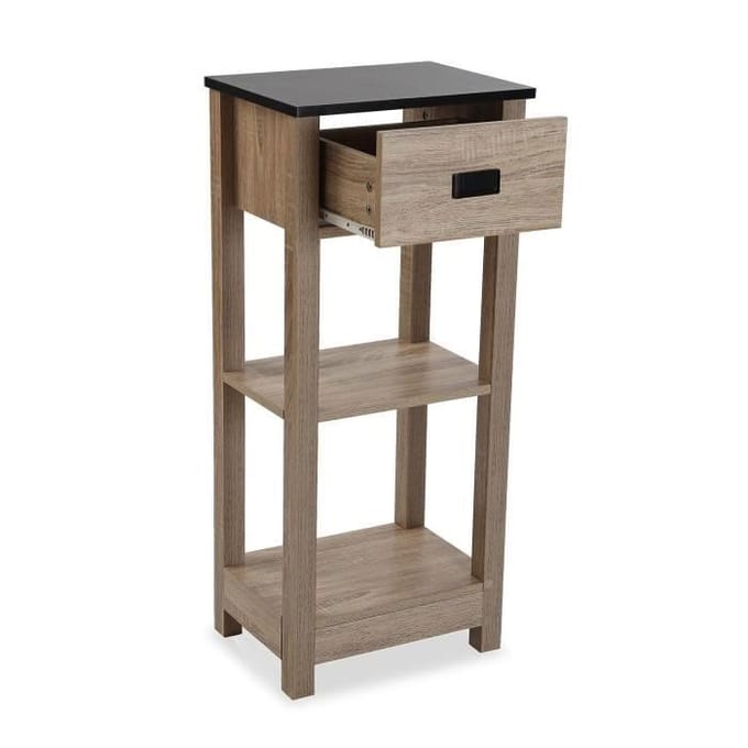 Badkamerkast Quino - 2 planken en lades van MDF Hout - Bruin - Versa