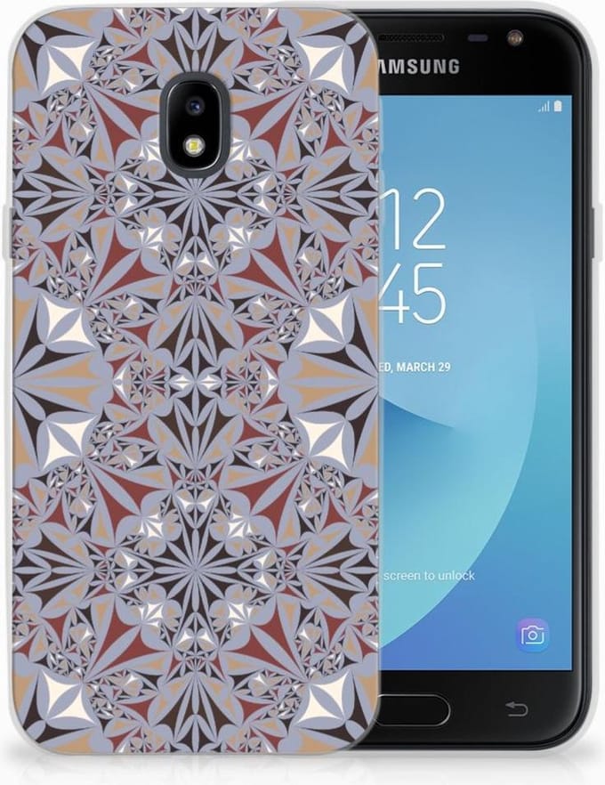 Samsung Galaxy J3 2017 TPU Siliconen Hoesje Flower Tiles