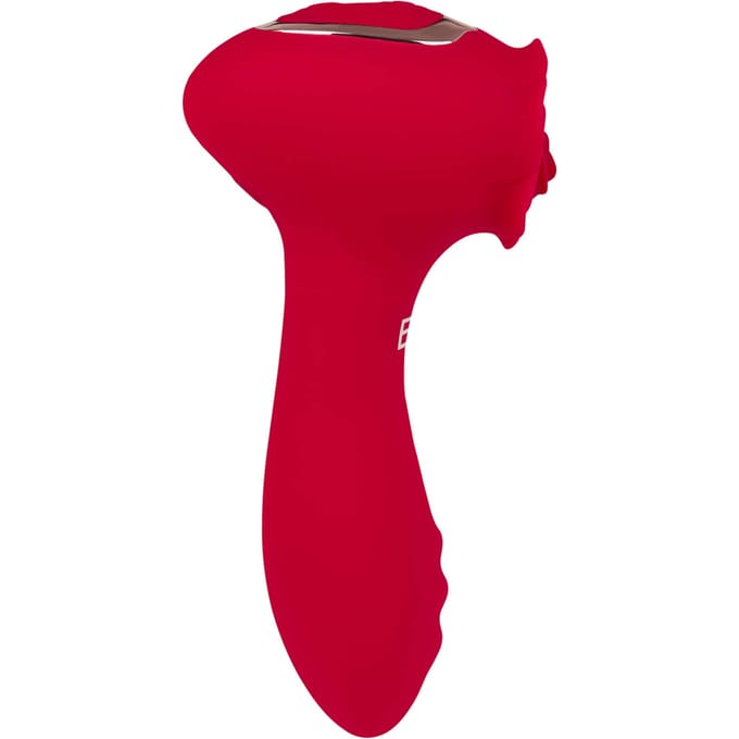 Rozenvormige dubbele vibrator van siliconen, 12,5 cm